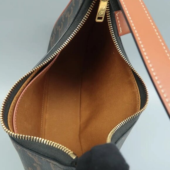 100% Authentic CELINE Triomphe Grey Canvas Shoulder Bag 2033-082524 - Picture 9 of 12